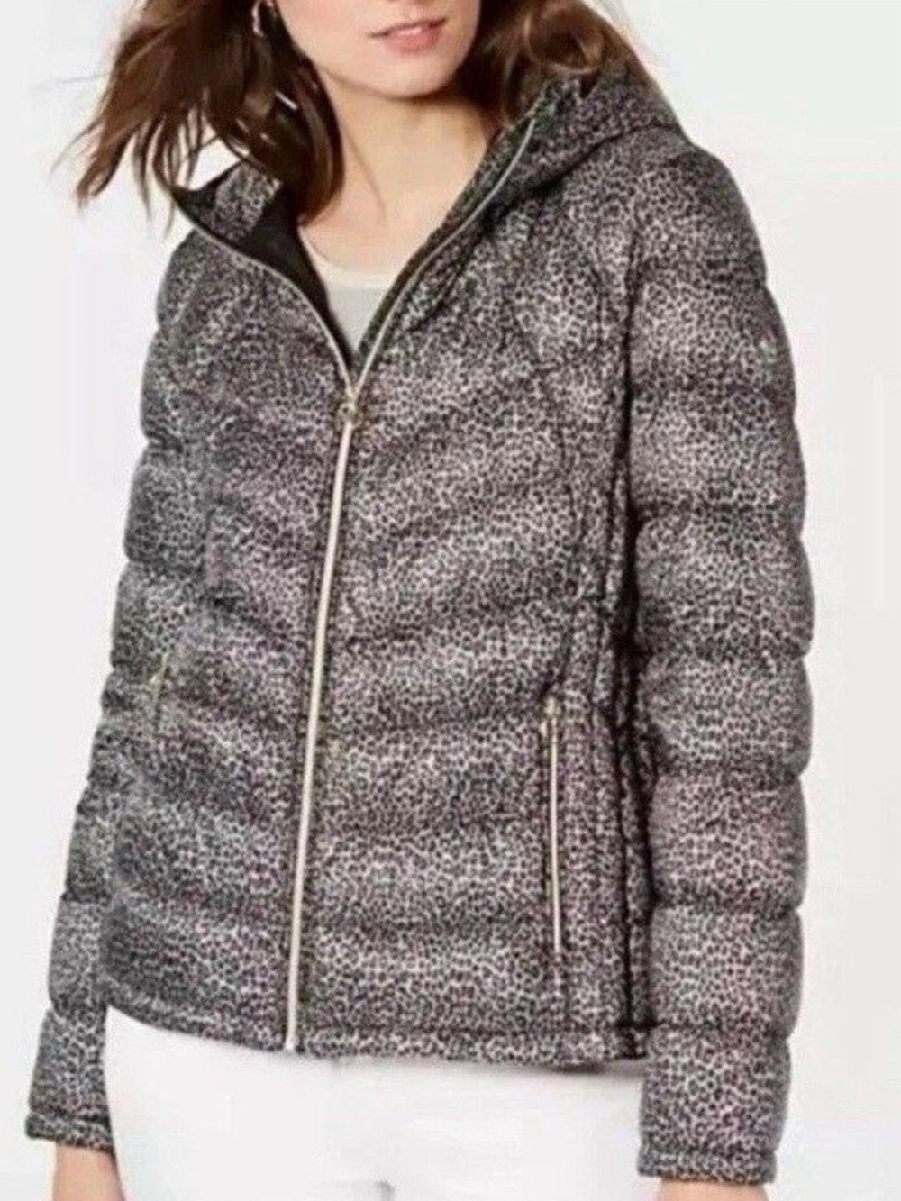 Michael Kors Leopard Print Puffer Jacket